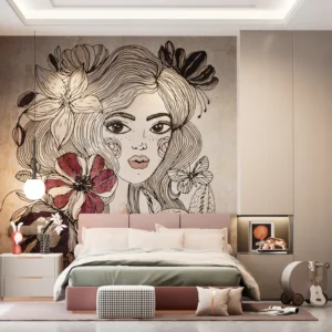Wonder Girl Floral Art Wall Mural