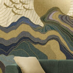 Golden Horizon Mountain Wall Mural