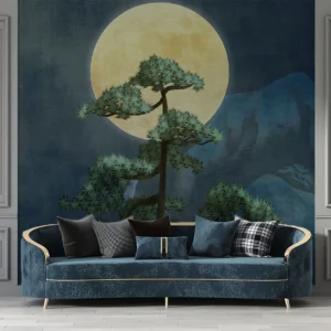 Moonlit Pine Tree Wall Mural